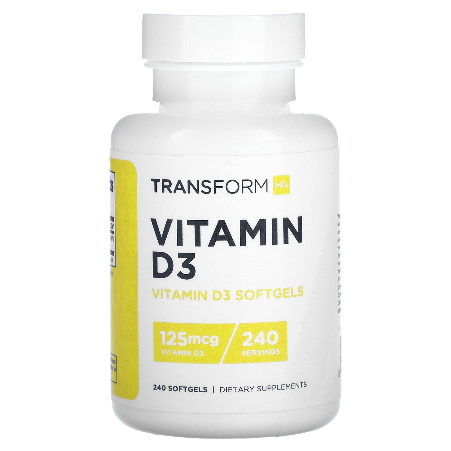 TransformHQ, Vitamin D3, 125 mcg, 240 Softgels