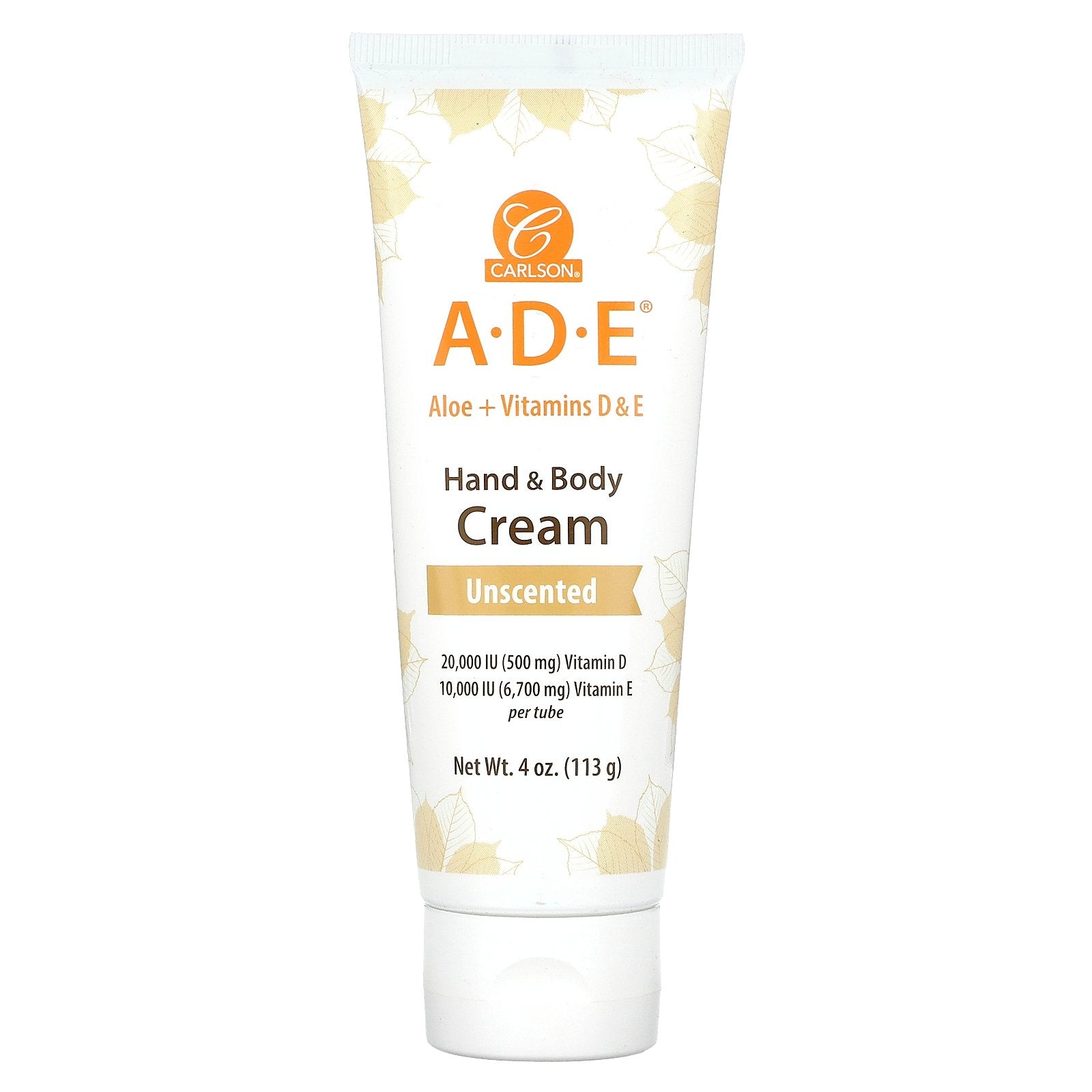 Carlson, A-D-E, Hand & Body Cream, Unscented, 4 oz (113 g)