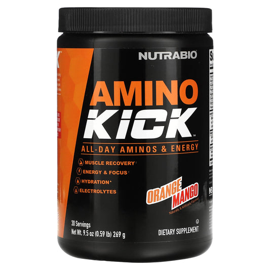 NutraBio, Amino Kick, Orange Mango, 0.59 lb (269 g)