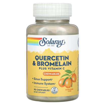 Solaray, Quercetin & Bromelain Plus Vitamin C Chewables,  Natural Orange, 90 Chewables