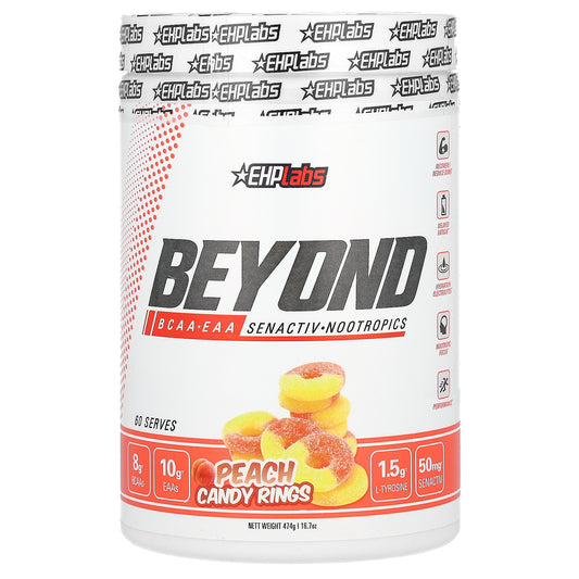 EHPlabs, Beyond, BCAA + EAA, Peach Candy Rings, 16.7 oz (474 g)