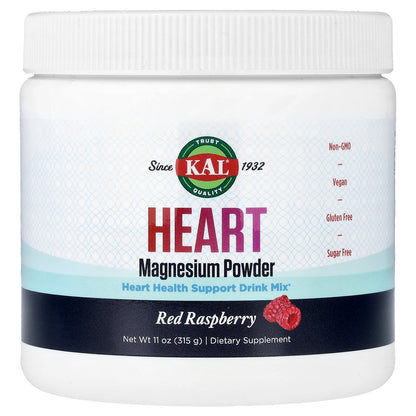 KAL, Heart Magnesium Powder, Red Raspberry, 11 oz (315 g)