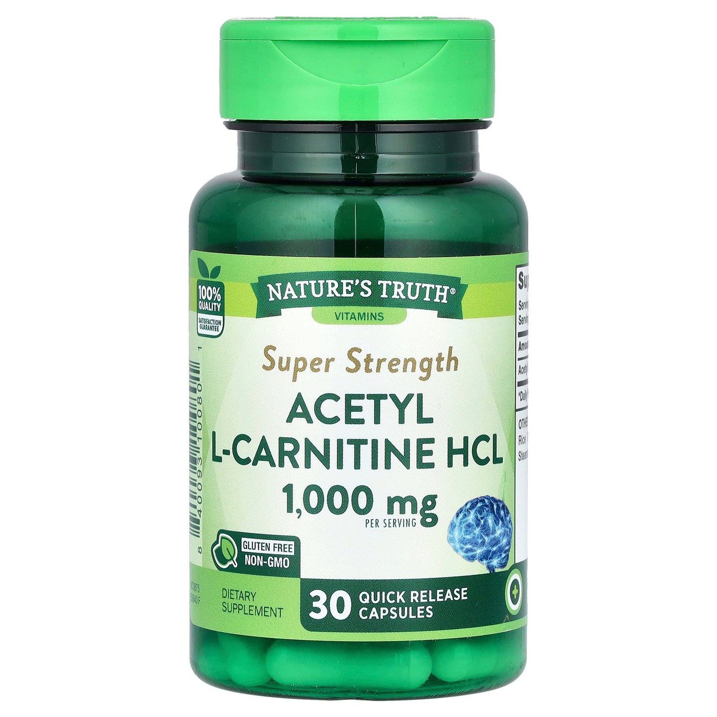 Nature's Truth, Acetyl L-Carnitine HCL, Super Strength, 30 Quick Release Capsules (500 mg per Capsule)