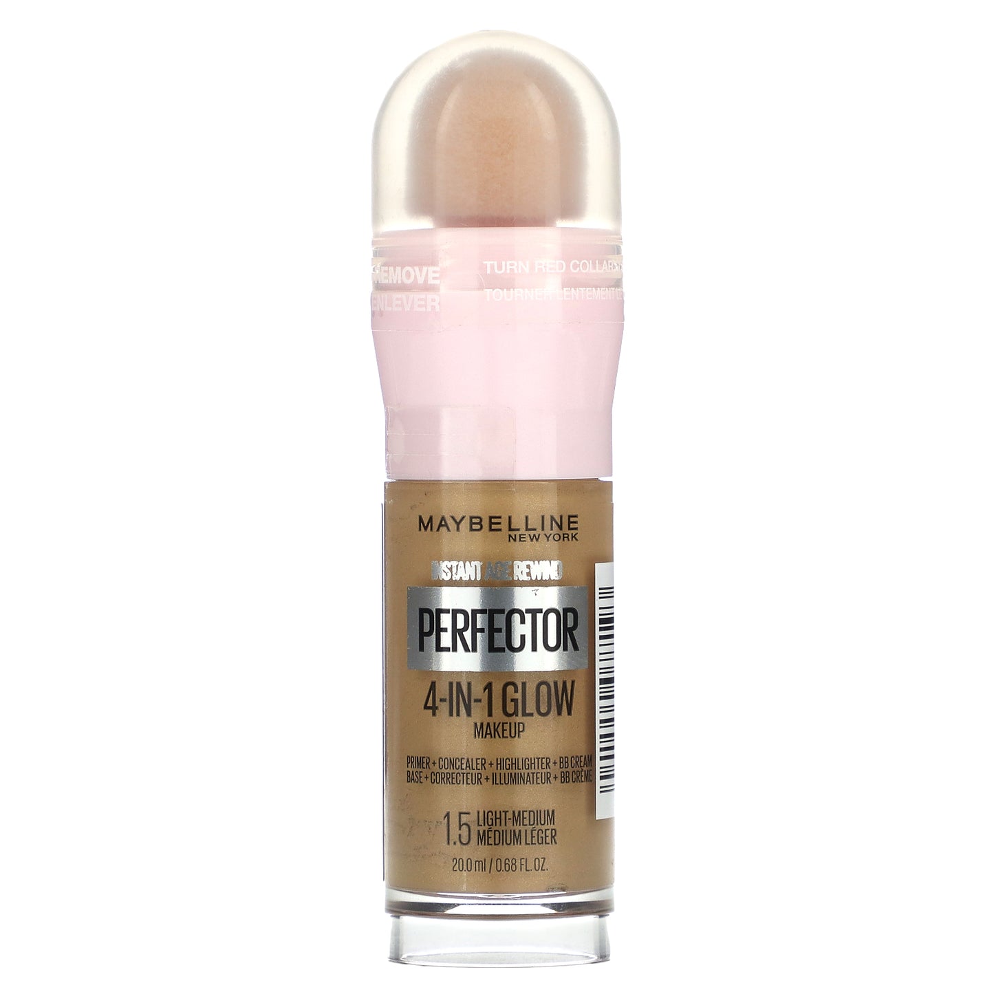 Maybelline, Instant Age Rewind, Perfector 4-in-1 Glow Makeup, 1.5 Light-Medium, 0.68 fl oz (20 ml)