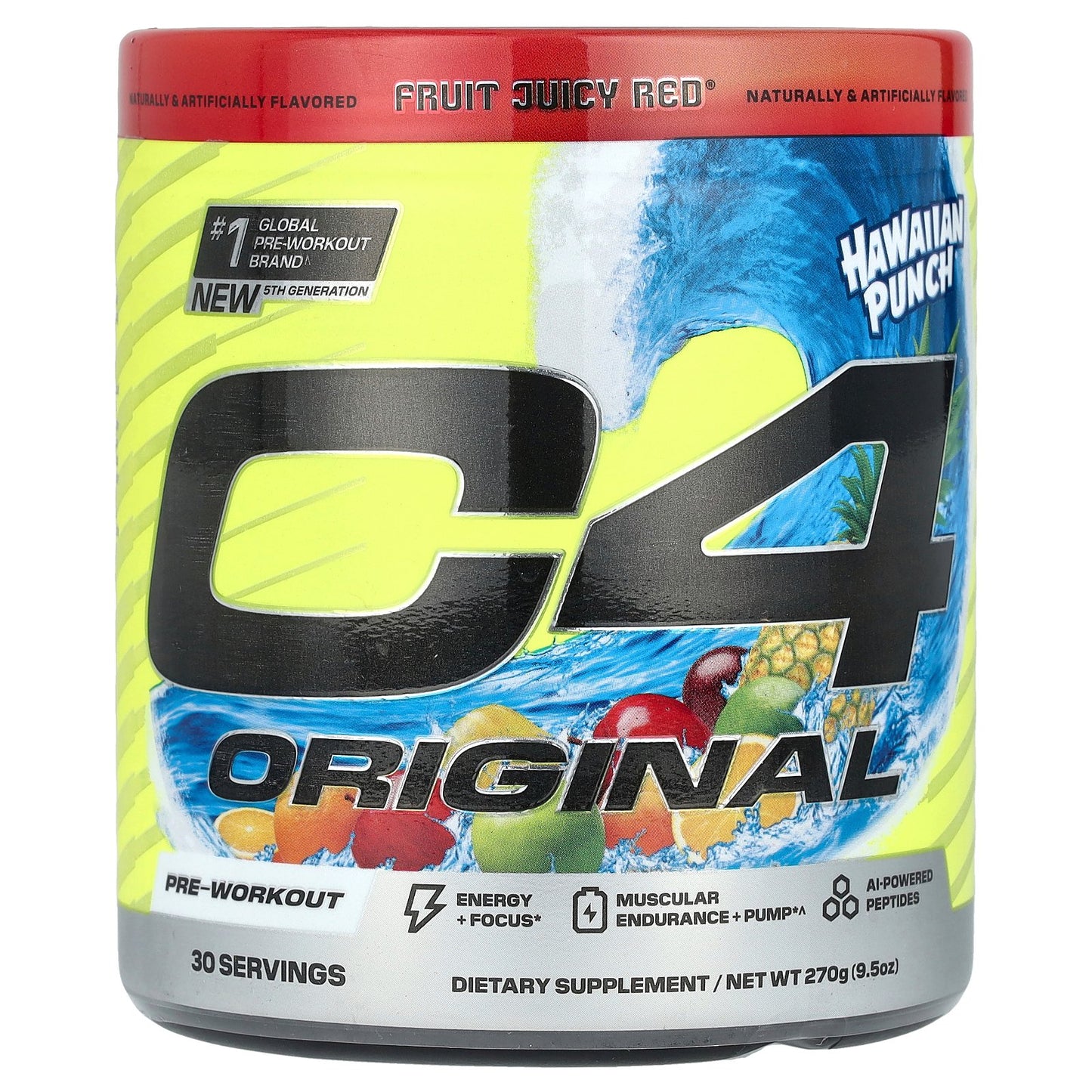 C4 / Cellucor, C4® Original, Pre-Workout, Hawaiian Punch®, Fruit Juicy Red®, 9.5 oz (270 g)