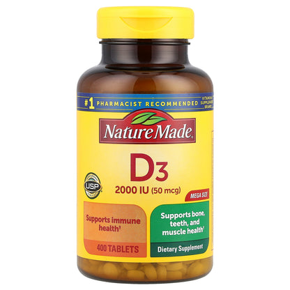 Nature Made, Vitamin D3, 50 mcg (2000 IU), 400 Tablets