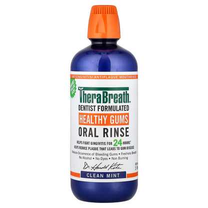 TheraBreath, Healthy Gums Oral Rinse, Clean Mint, 33.8 fl oz (1 l)