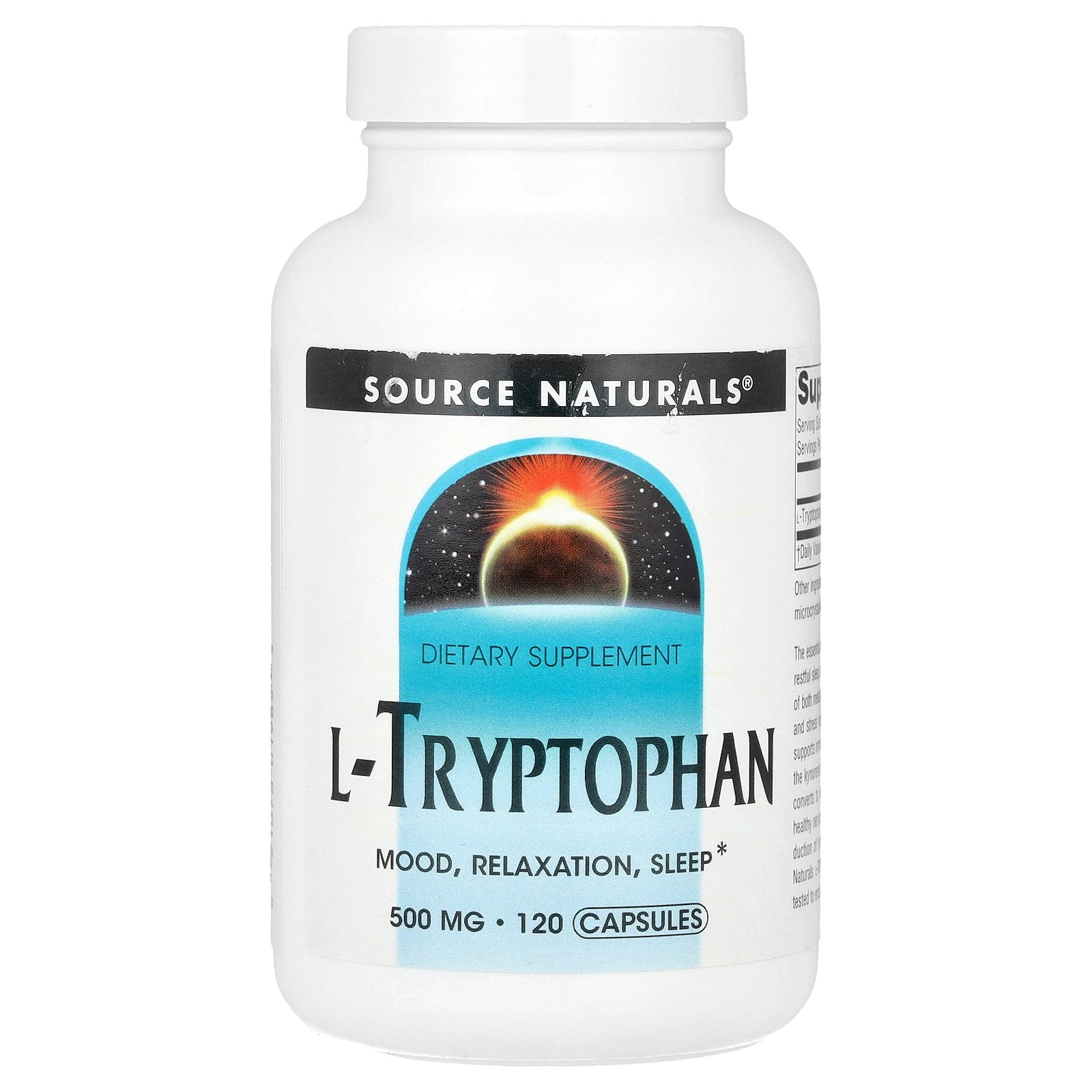 Source Naturals, L-Tryptophan, 500 mg , 120 Capsules