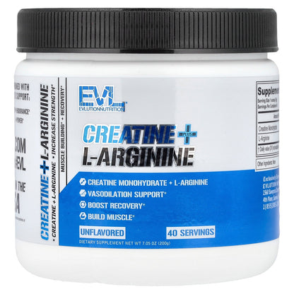 EVLution Nutrition, Creatine + L-Arginine, Unflavored, 7.05 oz (200 g)