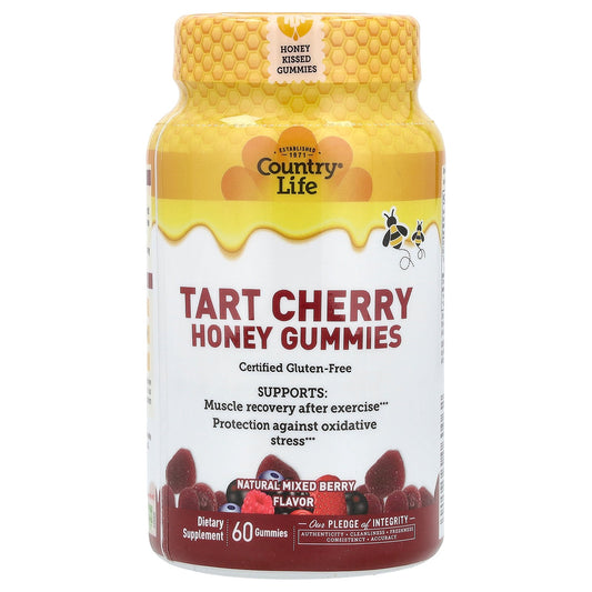 Country Life, Tart Cherry Honey Gummies, Natural Mixed Berry, 480 mg, 60 Gummies (240 mg per Gummy)