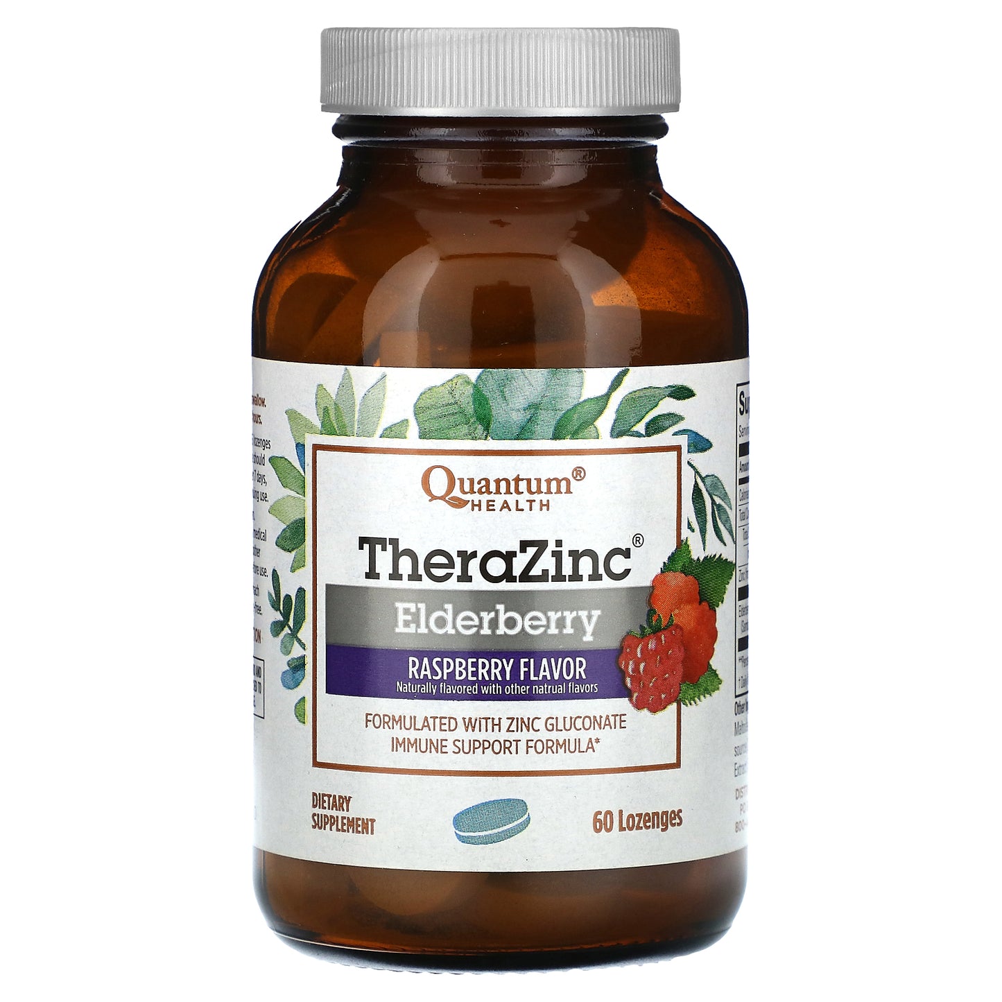 Quantum Health, TheraZinc, Elderberry, Raspberry, 60 Lozenges