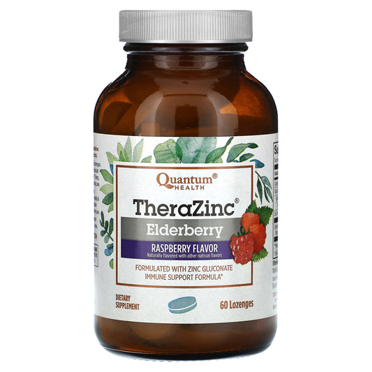 Quantum Health, TheraZinc, Elderberry, Raspberry, 60 Lozenges