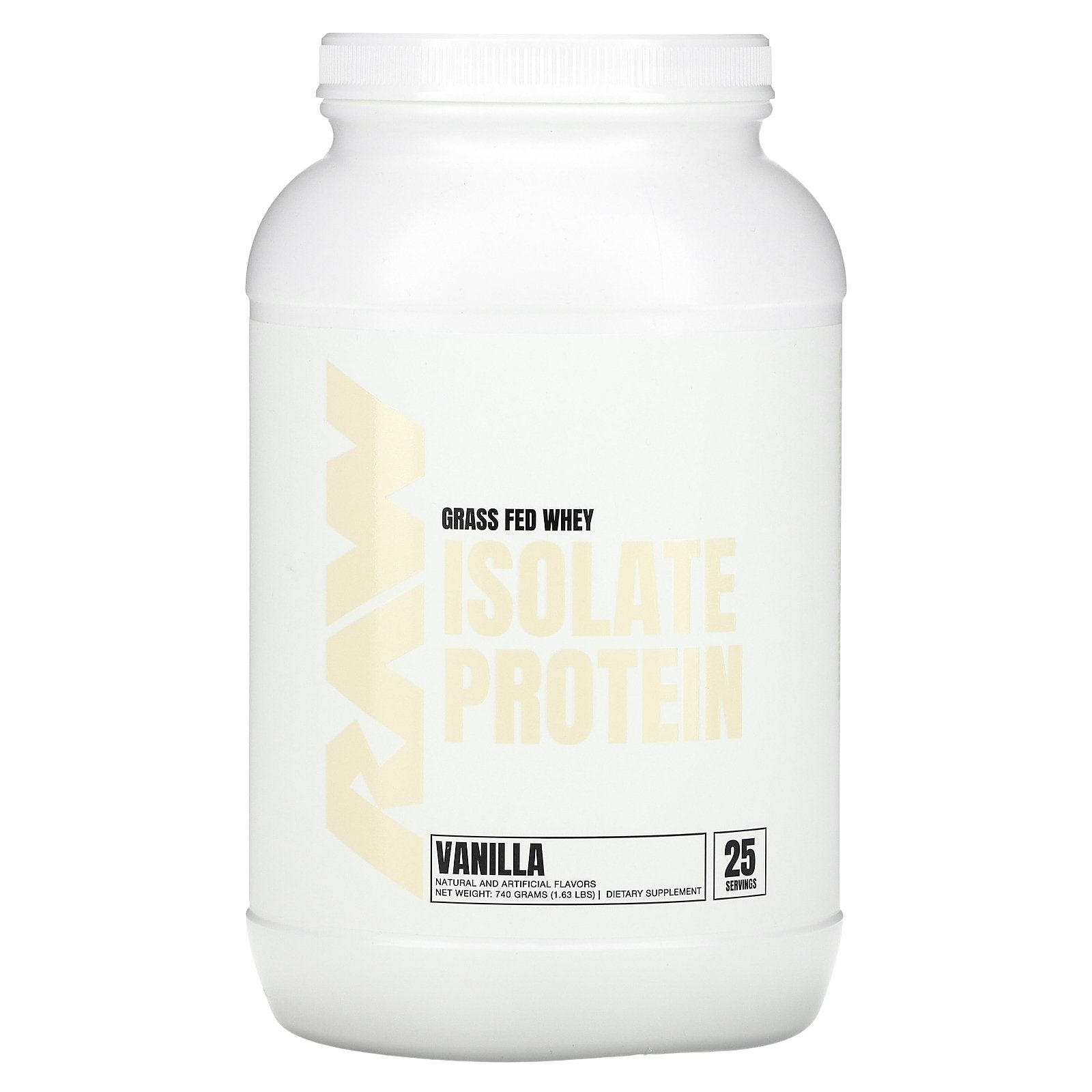 Raw Nutrition, Grass Fed Whey Isolate Protein, Vanilla, 1.63 lb (740 g)