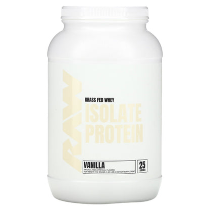 Raw Nutrition, Grass Fed Whey Isolate Protein, Vanilla, 1.63 lb (740 g)