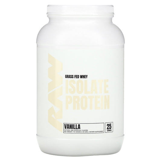 Raw Nutrition, Grass Fed Whey Isolate Protein, Vanilla, 1.63 lb (740 g)