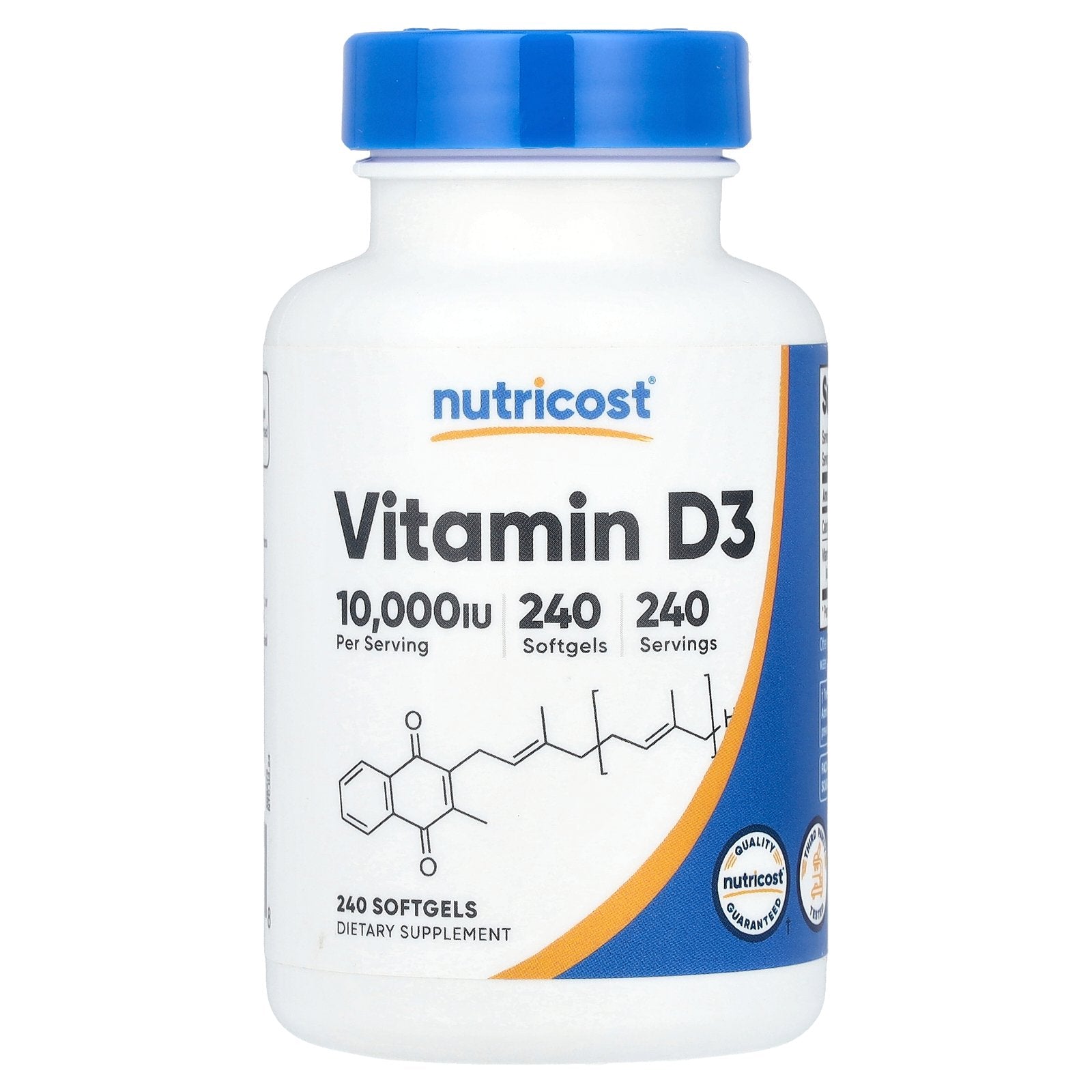 Nutricost, Vitamin D3, 250 mcg (10,000 IU), 240 Softgels