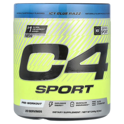 C4 / Cellucor, C4® Sport, Pre-Workout, Icy Blue Razz, 8.6 oz (244 g)