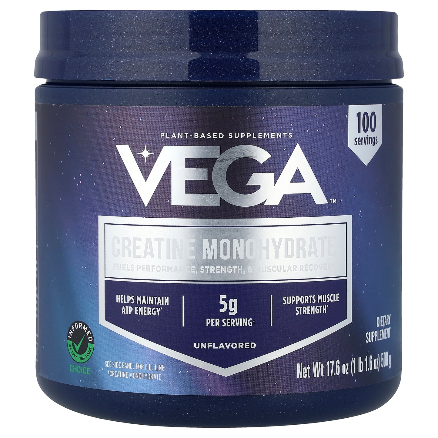 Vega, Creatine Monohydrate, Unflavored, 1 lb 1.6 oz (500 g)