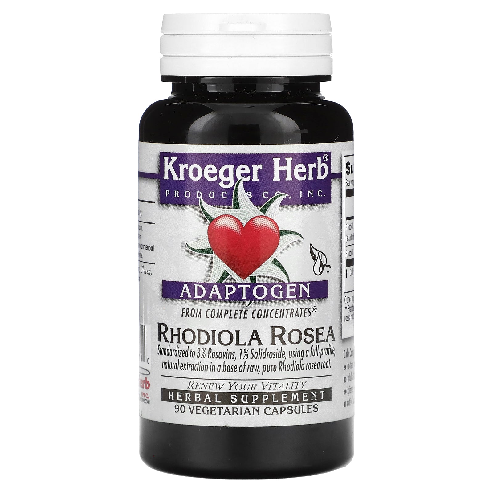 Kroeger Herb Co, Rhodiola Rosea, 90 Vegetarian Capsules
