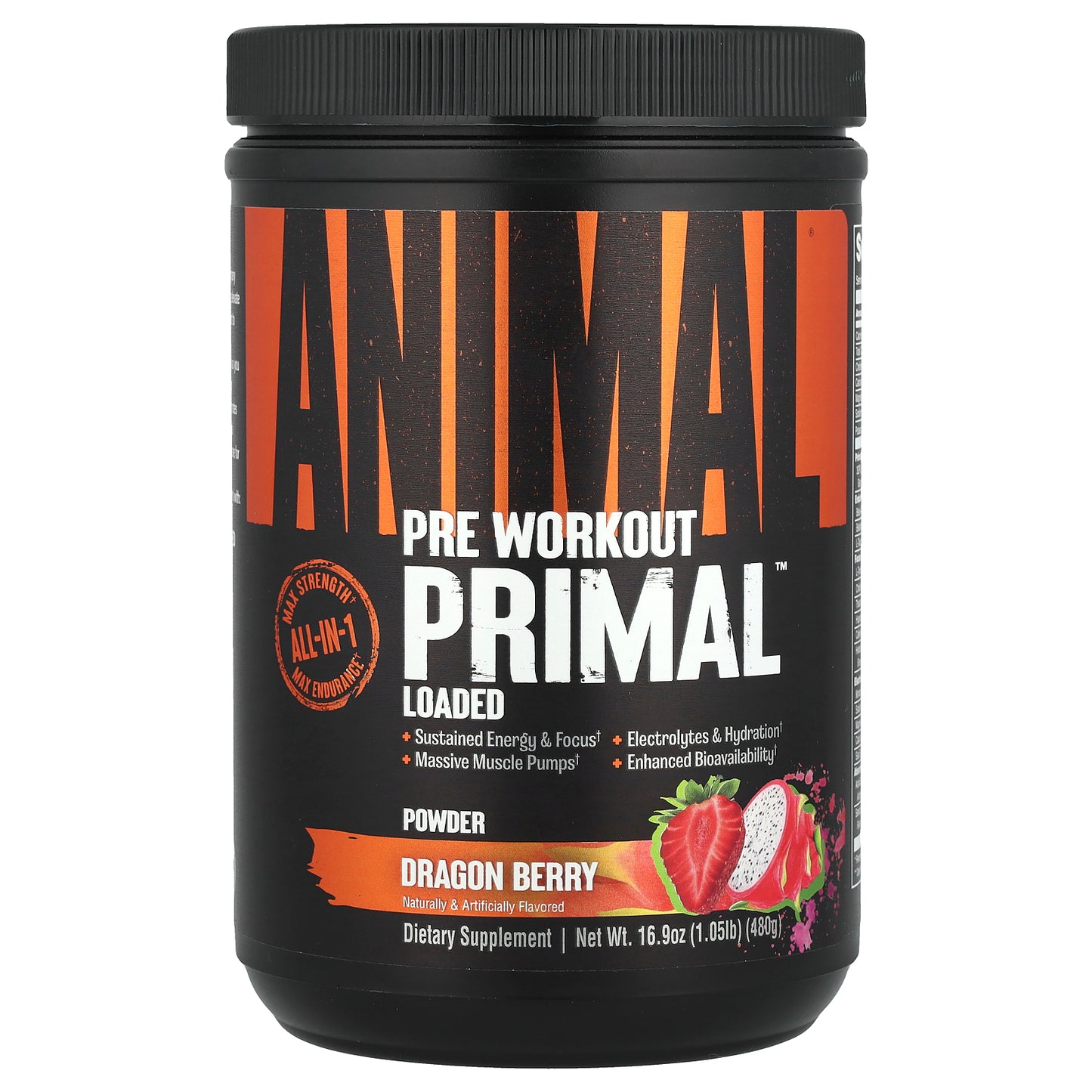 Animal, Pre Workout Primal™ Powder, Dragon Berry, 1.05 lb (480 g)