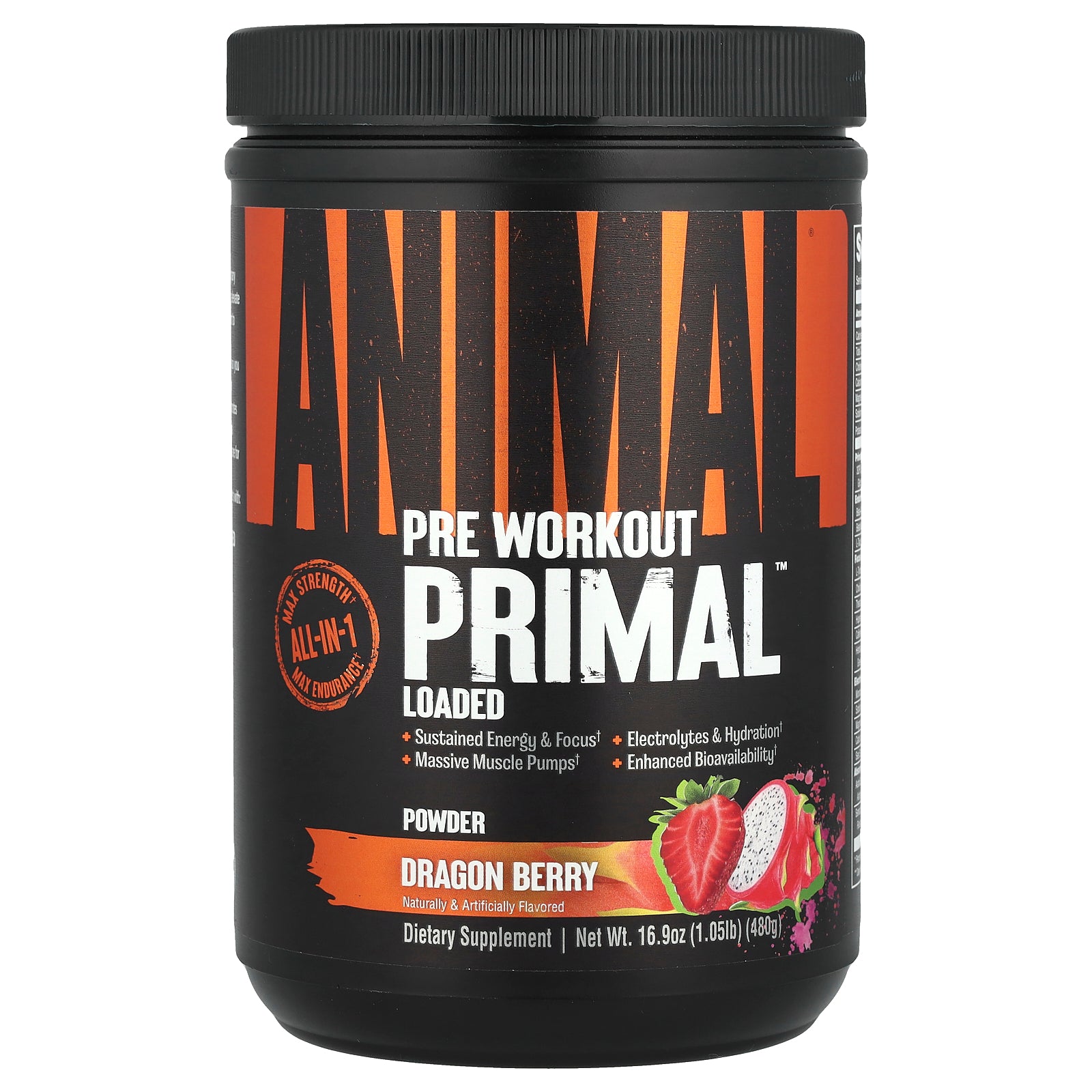 Animal, Pre Workout Primal™ Powder, Dragon Berry, 1.05 lb (480 g)