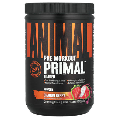 Animal, Pre Workout Primal™ Powder, Dragon Berry, 1.05 lb (480 g)