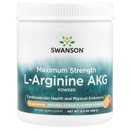Swanson, Maximum Strength L-Arginine AKG Powder, Natural Citrus, 12.9 oz (368 g)