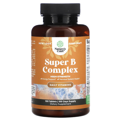 Nature's Craft, Super B Complex, High Strength, 100 Tablets