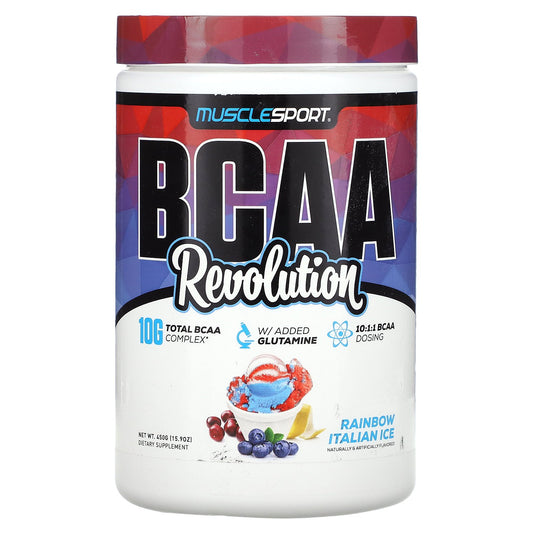 MuscleSport, BCAA, Revolution, Rainbow Italian Ice, 15.9 oz (450 g)