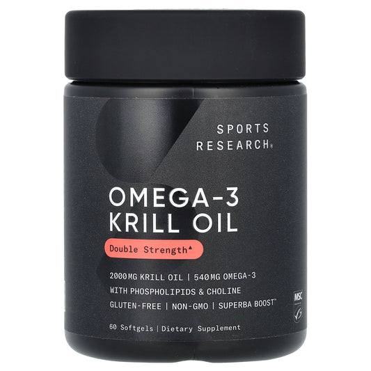 Sports Research, Omega-3 Krill Oil, Double Strength, 2,000 mg, 60 Softgels (1,000 mg per Softgel)