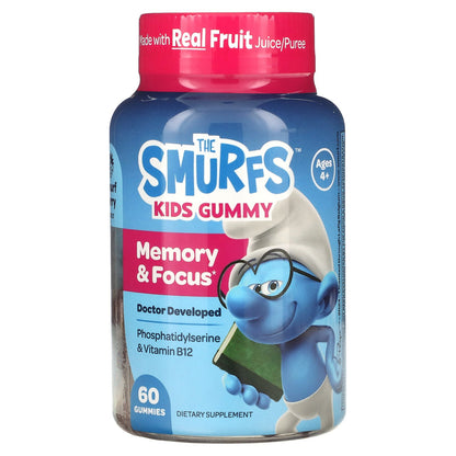 The Smurfs, Kids Gummy, Memory & Focus, Ages 4+, Smurf Berry, 60 Gummies