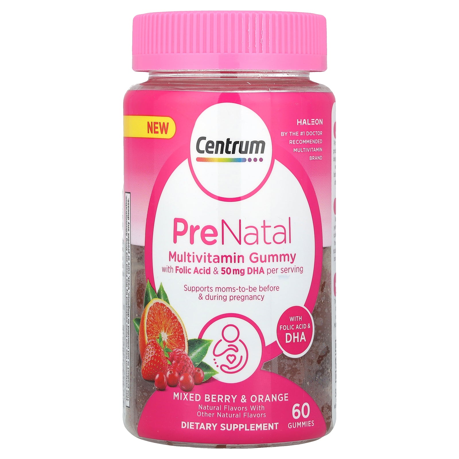 Centrum, PreNatal Multivitamin Gummy, Mixed Berry & Orange, 60 Gummies