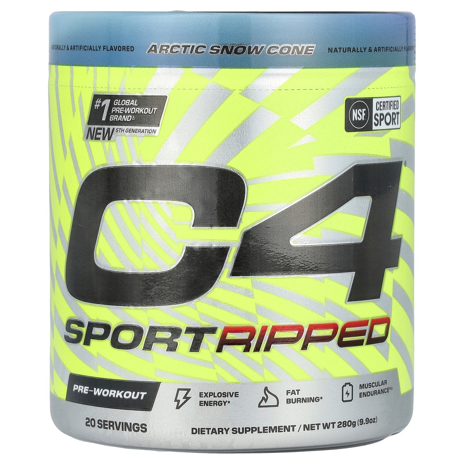 C4 / Cellucor, C4® Sport Ripped, Pre-Workout, Artic Snow Cone, 9.9 oz (280 g)