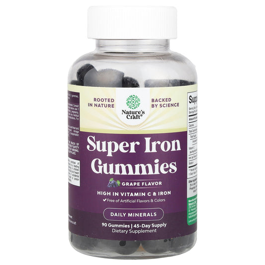 Nature's Craft, Super Iron Gummies, Grape , 90 Gummies