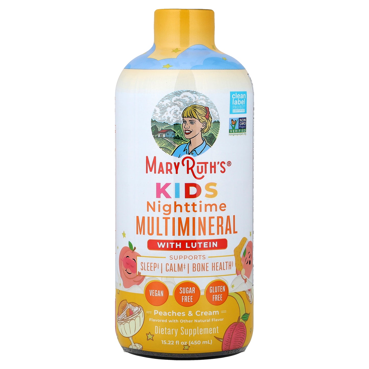 MaryRuth's, Kids, Nighttime Multivitamin With Lutein, Peaches & Cream, 15.22 fl oz (450 ml)