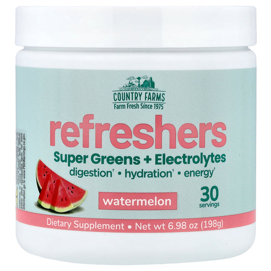 Country Farms, Refreshers, Super Greens + Electrolytes, Watermelon, 6.98 oz (198 g)