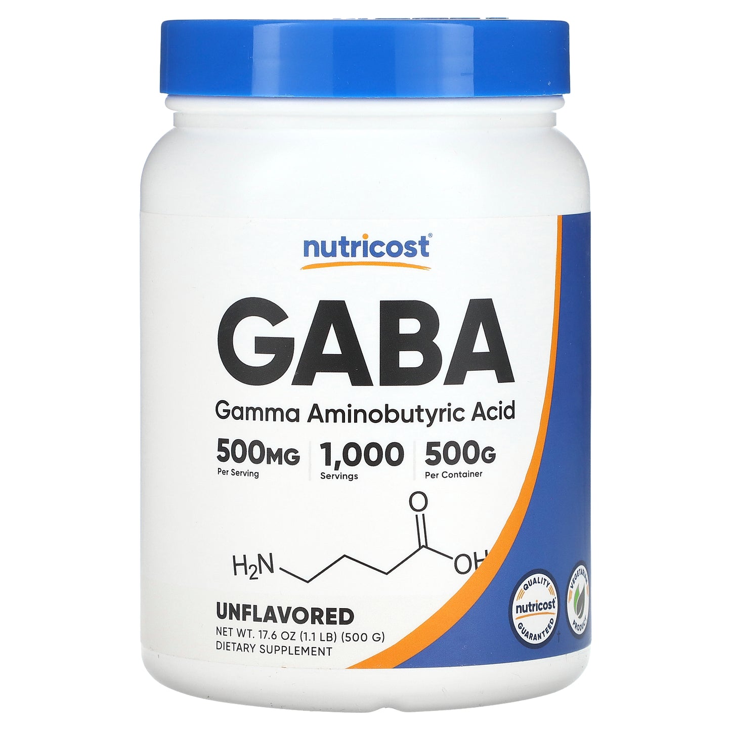 Nutricost, GABA, Unflavored, 17.6 oz (500 g)