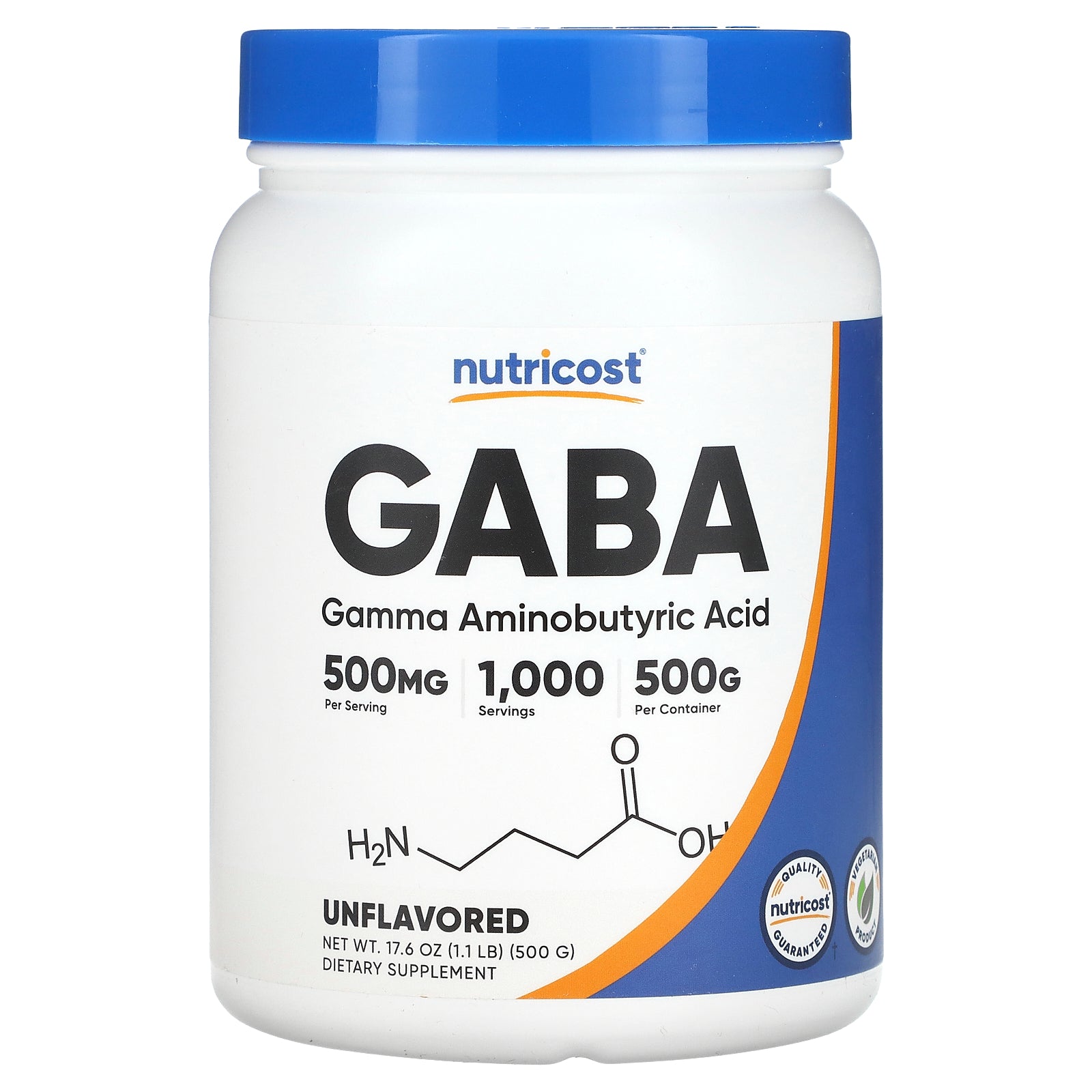 Nutricost, GABA, Unflavored, 17.6 oz (500 g)