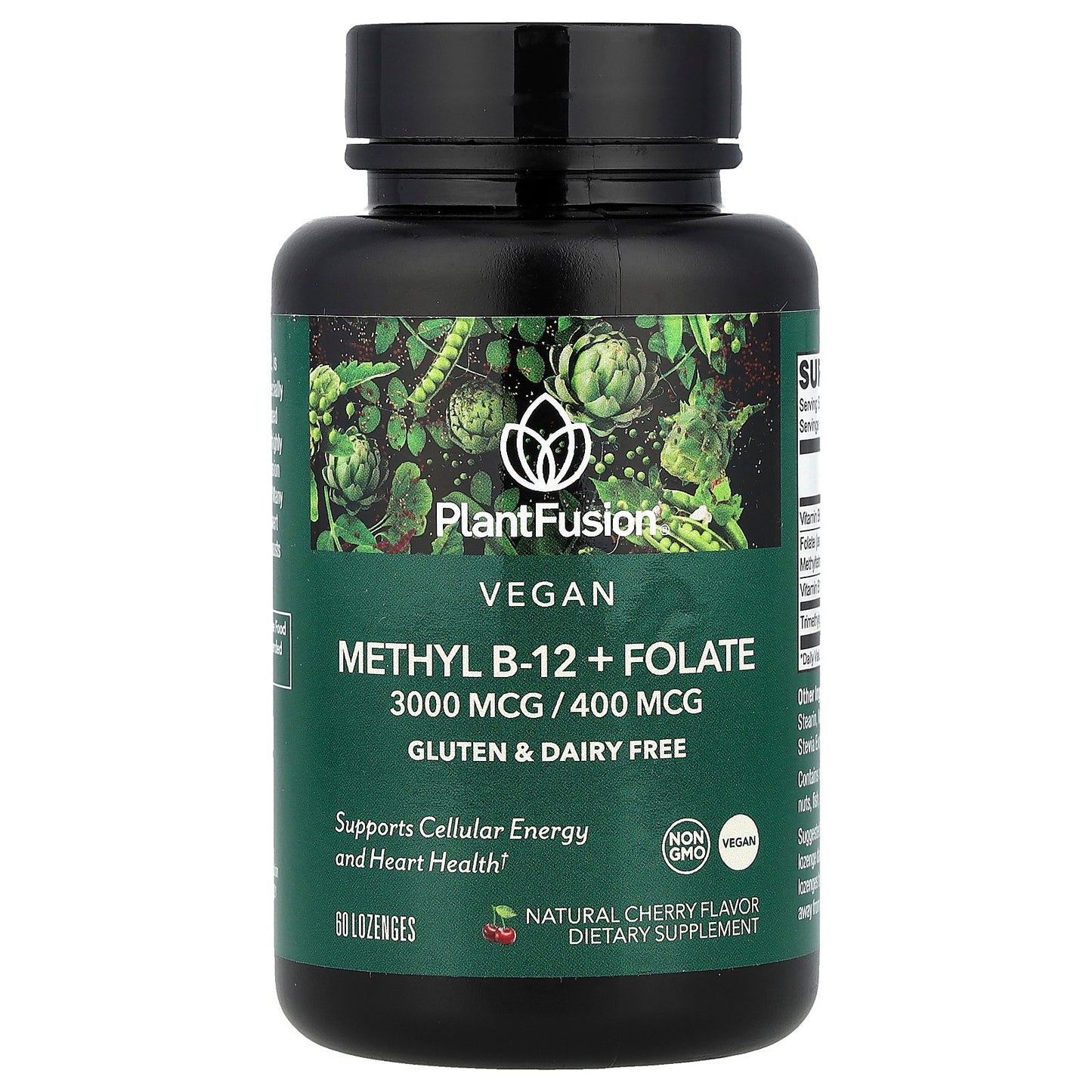 PlantFusion, Vegan Methyl B-12 + Folate, Natural Cherry, 60 Lozenges