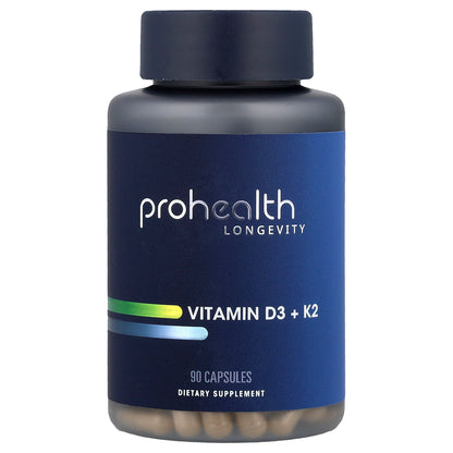 ProHealth Longevity, Vitamin D3 + K2, 90 Capsules