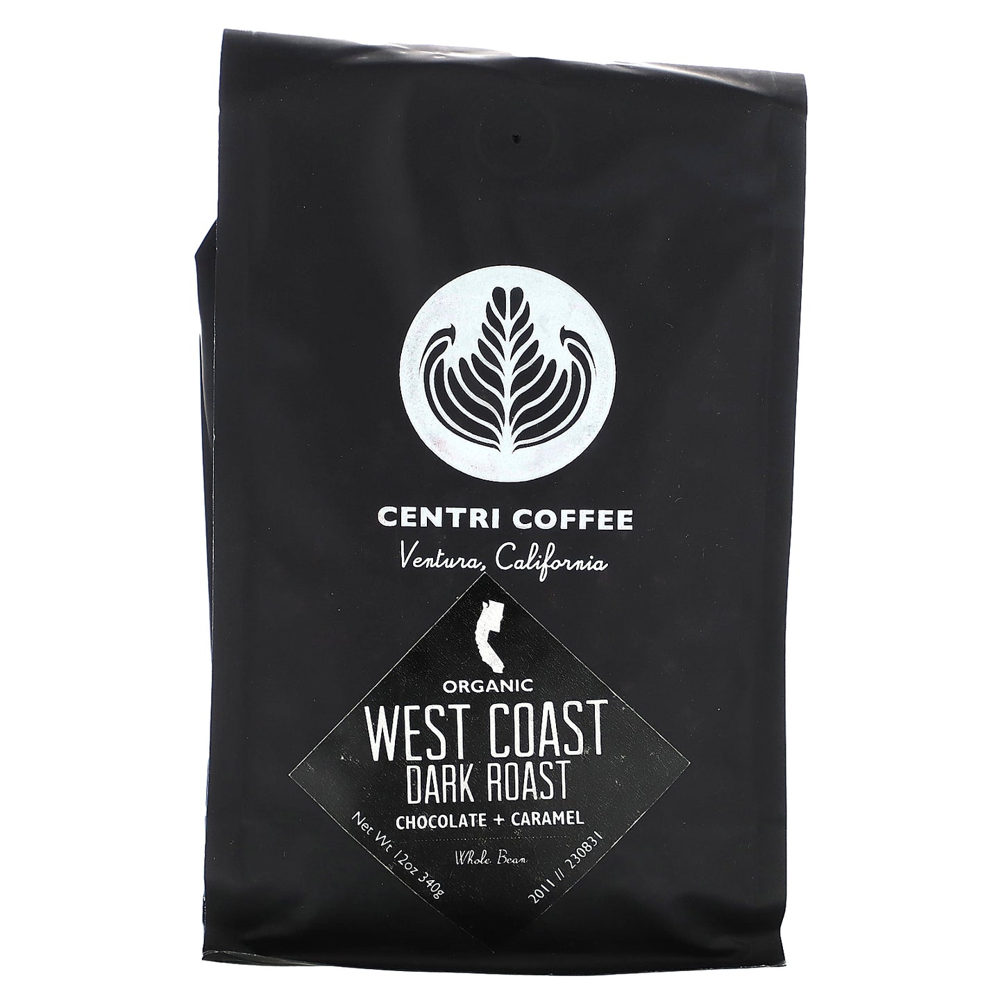 Centri Coffee, Centri Coffee, Organic West Coast, Whole Bean, Dark Roast, 12 oz (340 g)