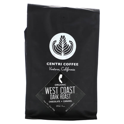Centri Coffee, Centri Coffee, Organic West Coast, Whole Bean, Dark Roast, 12 oz (340 g)