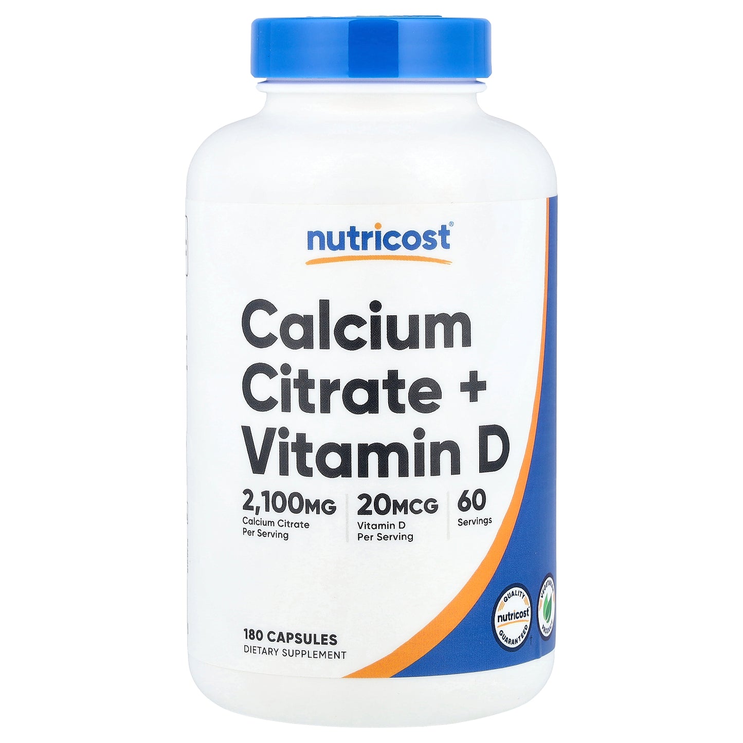 Nutricost, Calcium Citrate + Vitamin D, 180 Capsules
