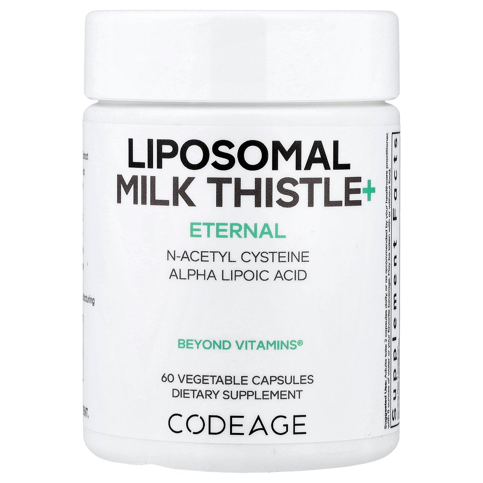Codeage, Eternal, Liposomal Milk Thistle+, 60 Vegetable Capsules