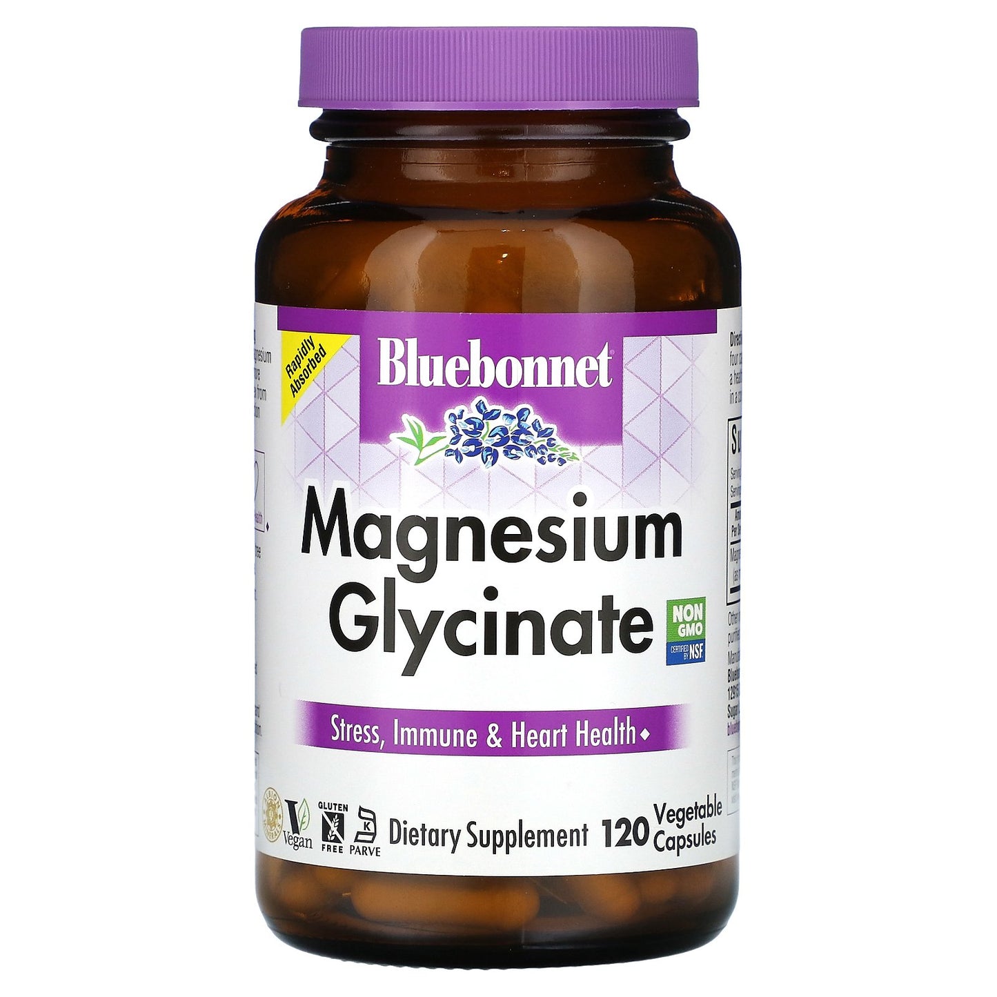 Bluebonnet Nutrition, Magnesium Glycinate, 400 mg, 120 Vegetable Capsules (100 mg per Capsule)