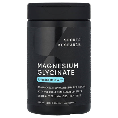 Sports Research, Magnesium Glycinate, 120 Softgels (80 mg per Softgel)