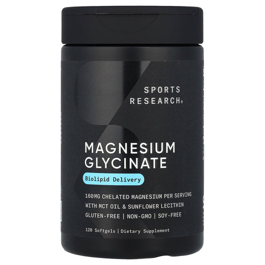 Sports Research, Magnesium Glycinate, 120 Softgels (80 mg per Softgel)