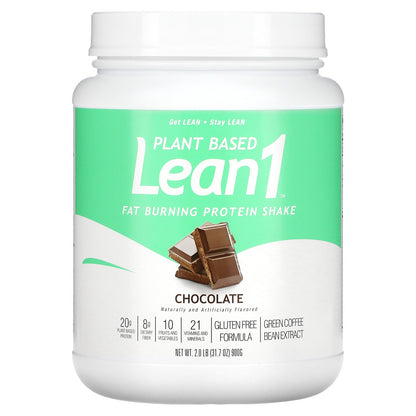 Lean1, Plant Based Fat Burning Protein Shake, Chocolate, 2 lb (900 g)