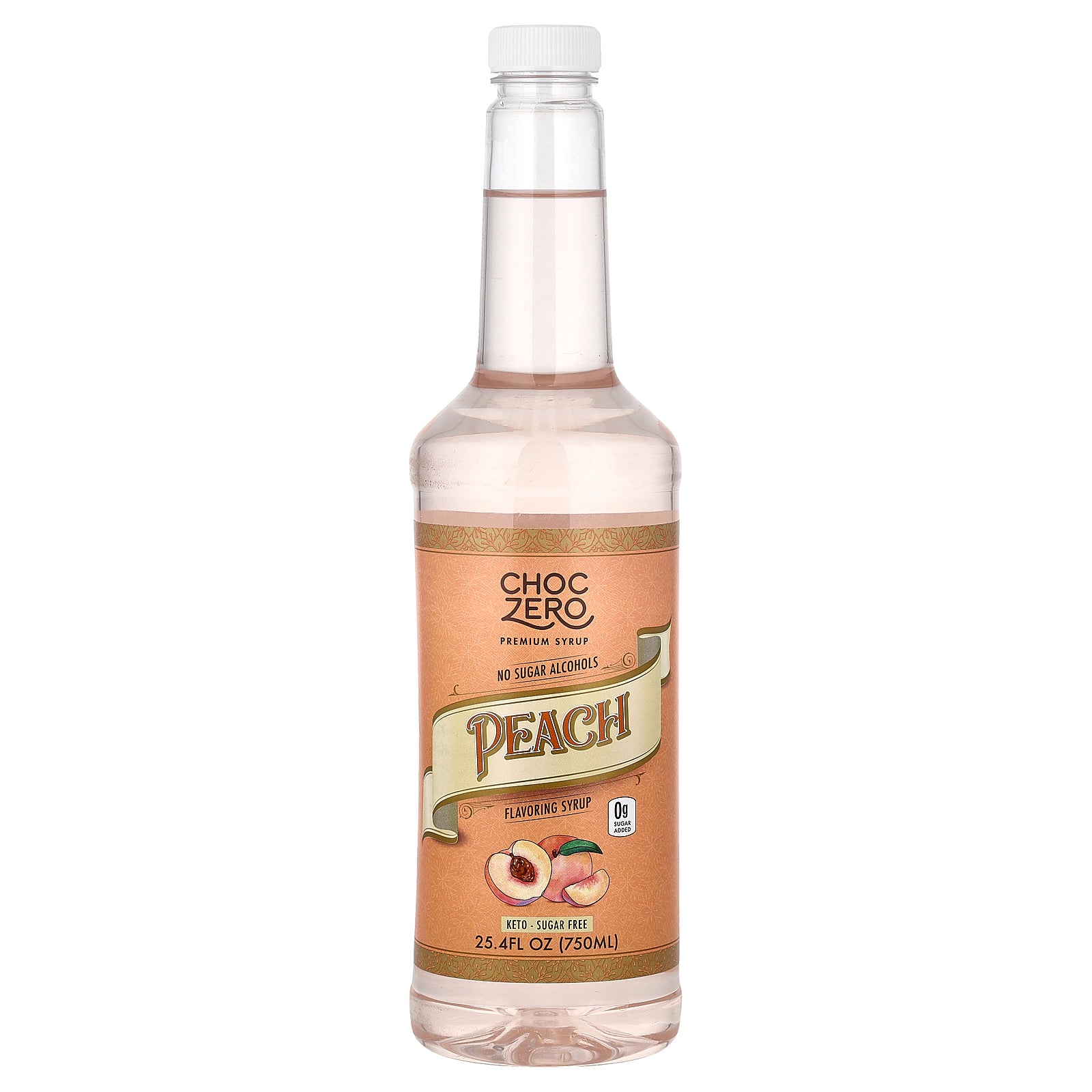 ChocZero, Premium Syrup, Peach, Sugar Free, 25.4 fl oz (750 ml)
