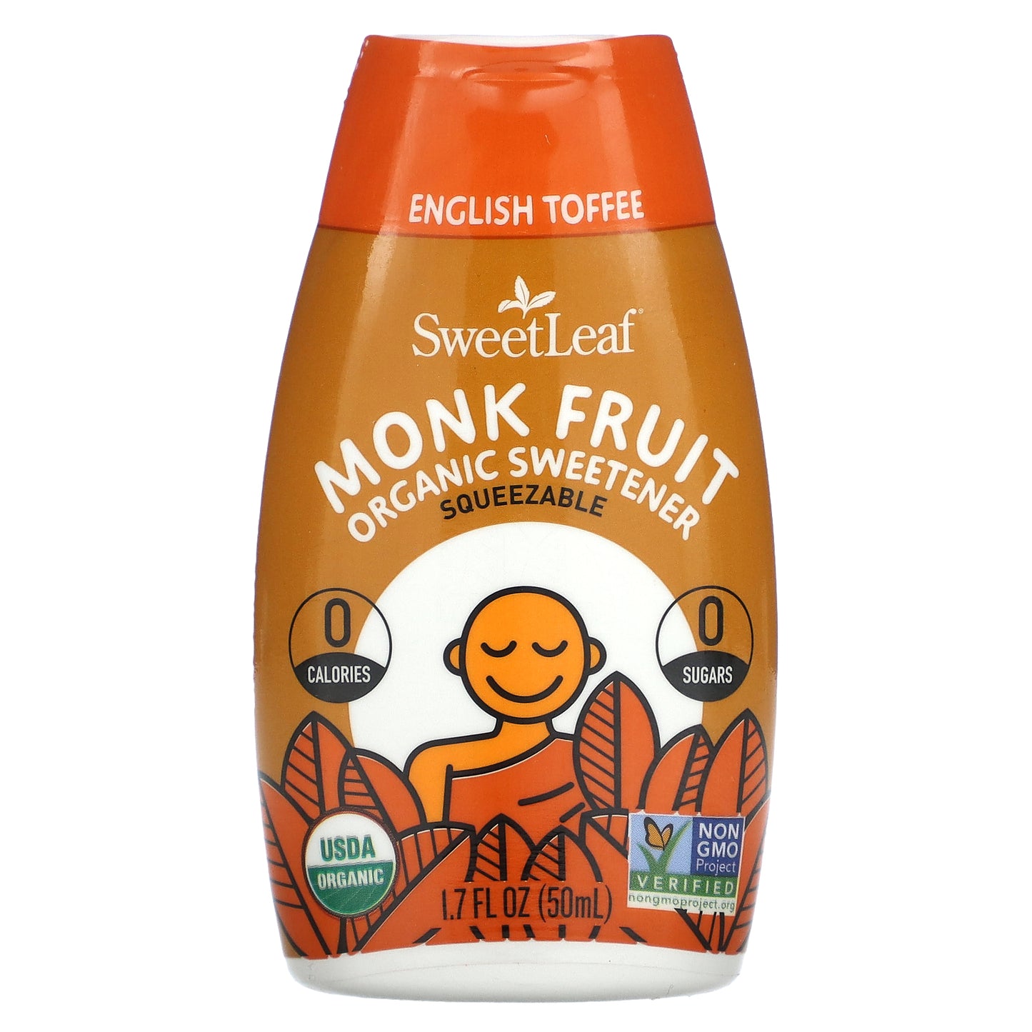SweetLeaf Stevia, Monk Fruit Organic Sweetener Squeezable, English Toffee, 1.7 fl oz (50 ml)